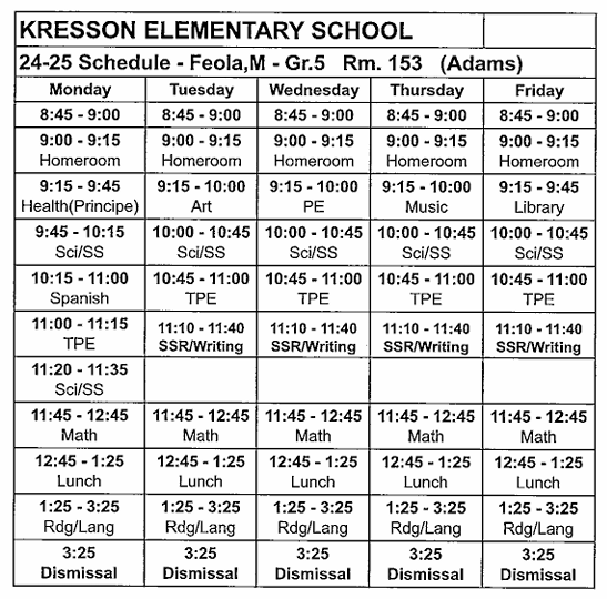 schedule